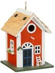 Relaxdays Deko Vogelhaus, Landhausstil, Holz, zum Aufh&auml;ngen, H x B x T: 25 x 18,5 x