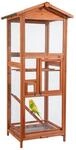 Wiltec Vogelvoliere aus Holz 72 x 63 x 168 cm, Vogelk&auml;fig mit Sitzstangen und