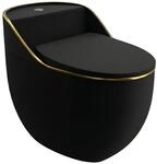 LAVITA Einteilige Stand-WC Mit Eingebautem Sp&uuml;lkasten SILIA RIM BLACK/GOLD LINE 