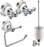 PaulGurkes Bad-Accessoires Set Nostalgie Retro, Handtuchhaken, WC-Papierhalter,