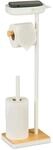 Relaxdays Toilettenpapierhalter freistehend, mit Fach, HBT: 68 x 20,5 x 16 cm,