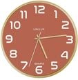 Unilux Moderne Holzrahmen Wanduhr Baltic, Rotes Ziffernblatt 31cm, Ohne Ticken