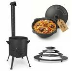 Utschak-Ofen &Oslash;36cm Stahl 2mm mit Rauchrohr, Adapter-Ringen und 10L Kazan |...