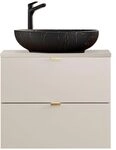 Lomadox Badezimmer Waschtisch 60 cm in Kaschmir matt, DURANGO-56, 2 Schubladen,