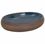 vidaXL Aufsatzwaschbecken Braun und Blau Oval 59x40x15 cm Keramik