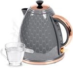 HOMCOM Elektrischer Wasserkocher 1,7L Schnellkochfunktion 2,2kW Grau | Kabellos,