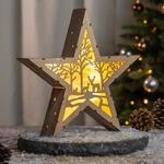 Spetebo LED Weihnachtsstern Holz 30 cm &ndash; Tischdeko warmwei&szlig; beleuchtet | Deko