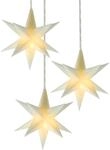 Spetebo LED Weihnachtsstern 3D warm wei&szlig; 12 cm mit Timer - wei&szlig; | 3er Set |...