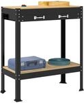 vidaXL Werkbank mit Regal Schwarz 80 x 40 x 91 cm Sperrholz und Metall 