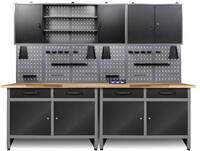 Ondis24 Werkstatt Set Werner 240 cm &ndash; Werkbank aus Buchenholz, 2...
