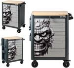 TRUTZHOLM Werkstattwagen 99x82 cm Werkzeugwagen leer 7 Schubladen Tiki Motiv