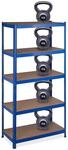 Relaxdays Schwerlastregal, HBT: 180x90x45 cm, bis 1325kg, 5 Ebenen, blau |...