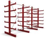 STIER Kragarmregal doppelseitig 3 Felder mit 5 Ebenen 3900x2000x500mm feuerrot