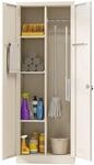 HOMCOM Besenschrank Mehrzweckschrank aus Stahl 60 x 40 x 165 cm Cremewei&szlig; 