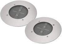 2er SET LED Solar Bodeneinbaustrahler CARLO rund Edelstahl Schutzklasse IP67