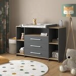 Vicco Wickelkommode Oskar, Anthrazit/Goldkraft Eiche, 143.2 x 93 cm | mit 3
