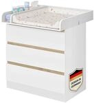 WOLTU Wickelkommode mit Wickelaufsatz, Wickeltisch, Kommode mit 3 Schubladen,