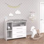 Vicco Wickelkommode Oskar, Wei&szlig;, 113 x 100 cm | mit 3 gro&szlig;en Schubladen,