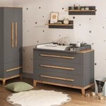 VitaliSpa Wickelkommode Malia, Grau/Artisan, 133.2 x 98 cm | mit 3 Schubladen,...