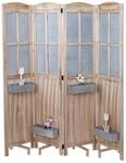 Mendler Paravent HWC-D26 Pflanzk&ouml;rbe Holz Metall 170x161x29cm | Raumteiler,
