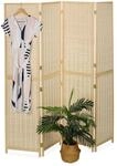 Relaxdays Paravent, 4-teilig, Faltbarer Raumtrenner, HxB: 180x182 cm, Bambus & Holz,