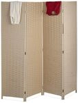 Relaxdays Paravent Raumteiler, 4-teilig, HxB: 180x180 cm, beige | faltbarer
