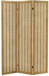 ML-Design Paravent Raumteiler 3-teilig Kobe, Braun, 170x121 cm, aus Holz 