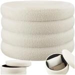 tectake&reg; Hocker mit Stauraum, XL Scandi Sitzhocker Boucl&eacute; Teddy Stoff, Pouf,