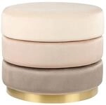 Beliani Pouf Samt beige rund ⌀ 39 cm Goldrand Edelstahl dreistufiger...