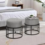 [en.casa] Hocker Tas multifunktionaler Sitzhocker 2er Set stapelbar Ottoman