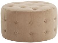 Beliani Moderner Pouf Samtstoff dekorative Versteppung rund sandbeige Tampa