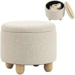 HOMCOM Hocker mit Stauraum Sitzhocker mit Deckel 38,5x38,5x33,5 cm Beige |...