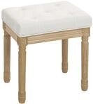 HOMCOM Leinen Sitzhocker Polsterbank Holzbeine 42 x 32 x 46,5 cm Beige |...