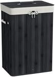 HOMCOM W&auml;schekorb Schmal mit Deckel 72L mit Griff, W&auml;schebox Schwarz 