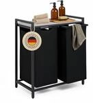 Blumtal W&auml;schesammler 2 F&auml;cher Schwarz - W&auml;schekorb mit Ablage in...