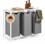 Blumtal W&auml;schesammler 3 F&auml;cher Grau - W&auml;schekorb mit Ablage in Beton-Optik -