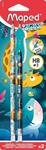 Maped - 2x ergonomische Drei-Kant-Bleistifte JUNGLE FEVER mit Radiergummi - HB mittel