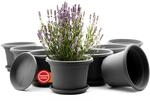 BigDean 8X Blumentopf mit Untersetzer rund &oslash; 25 cm Anthrazit wetterfest 