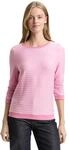 Tom Tailor Denim Damen Sweatshirt mit Raffarm & Streifenmuster