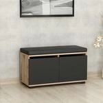 [en.casa] Schuhbank mit Sitzfl&auml;che Brande 42x80x35 cm Eiche/Schwarz | Sitzbank...