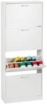 Relaxdays Schuhschrank, HxBxT: 152 x 60 x 24 cm, Flur Schuhkommode, wei&szlig; | schmaler