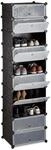 Relaxdays Schuhregal 10 Ebenen, Schuhschrank gro&szlig;, schwarz | Steckregal