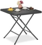 Relaxdays Gartentisch Holz-Optik, quadratisch, HBT: 74x78x78 cm, grau | Balkontisch
