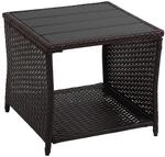 Relaxdays Balkontisch, HxBxT: 40 x 45 x 45 cm, wetterfest, braun | Polyrattan, WPC,