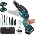 Mini Akku Kettens&auml;ge 8 & 6 Zoll mit Akkus 2x4Ah, B&uuml;rstenloser Motor,1000W 45&deg;
