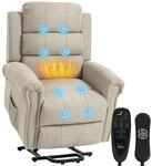 HOMCOM Fernsehsessel Elektrisch Relaxsessel mit Aufstehhilfe Beige 