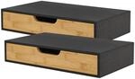 [en.casa] Wandregal 2er Set Bokn mit Schublade Bambus Schweberegal H&auml;ngeregal
