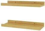 Vicco Wandregal Linus, Naturholz, 40 x 4 cm | 2er Set, zur Wandmontage f&uuml;r...