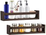 Mein-Regal Stillvolles H&auml;ngeregal Alma 2-TLG. Set Holz, Dunkelbraun |...