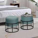[en.casa] Hocker Tas multifunktionaler Sitzhocker 2er Set stapelbar Ottoman